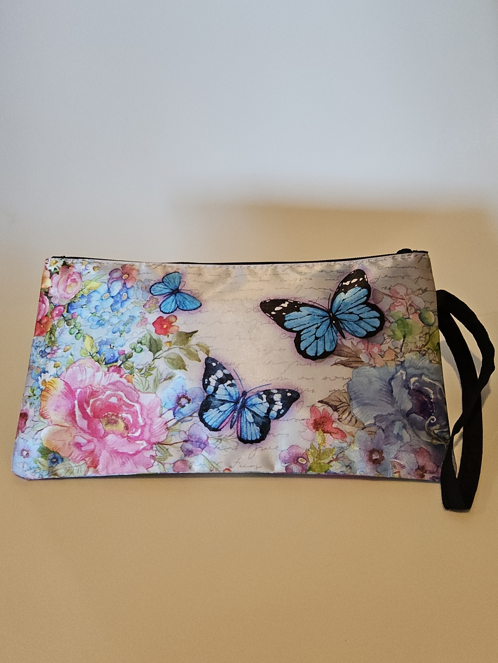 Floral Butterfly Wristlet Clutch - Blue/Pink